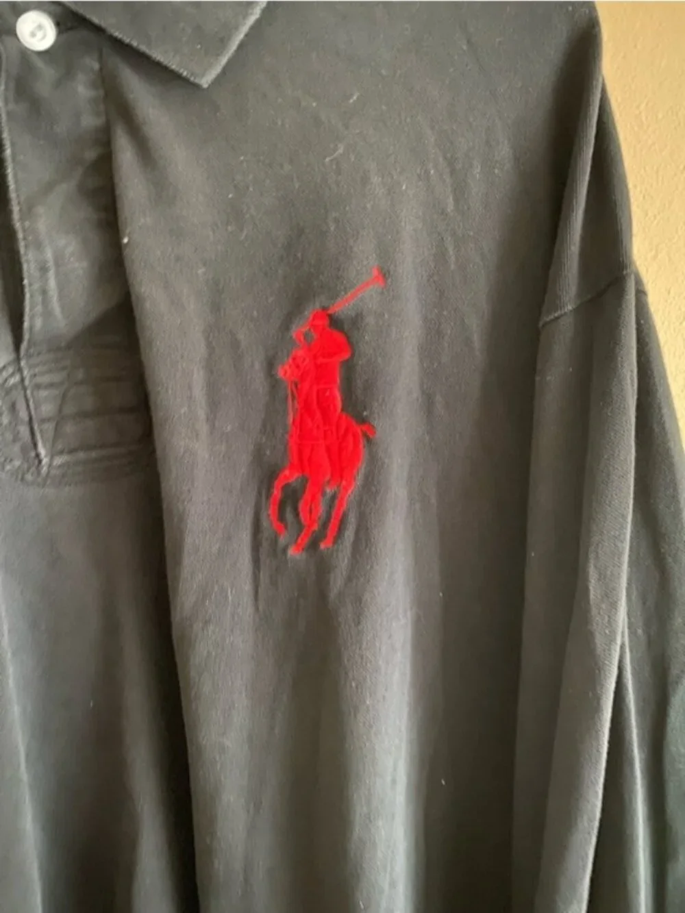 Polo Ralph Lauren Rugby Shirt Men 4XLT Black Long Sleeve Crest Big Pony IV Patch